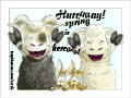 Cheerful sheep, bunnies and chicks: “Hurraaay! spring is hereaaa!”
